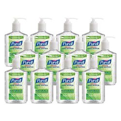 PURELL Advanced Hand Sanitizer Naturals with Plant Based Alcohol, Citrus Scent, 8 fl oz Pump Bottle (Pack of 12) – 9626-12-CMR