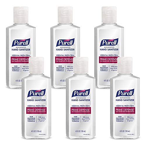 PURELL Prime Defense Advanced Hand Sanitizer, Essential Protection, 4 fl oz Travel Size Bottles (Pack of 6) – 3499-04-EC