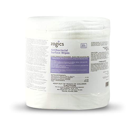 Zogics Antibacterial Wipes, EPA Registered Surface and Equipment Disinfecting Wipes (4 Rolls, 3,200 Wipes)
