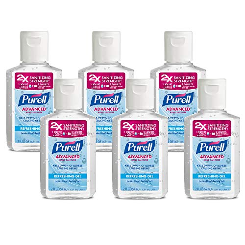 PURELL Advanced Hand Sanitizer Refreshing Gel, Clean Scent, 2 fl oz Travel Size Flip Cap Bottle (Pack of 6) – 3155-04-EC