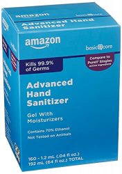 Amazon Basic Care Advanced Hand Sanitizer, 160 Individual Gel Packets, Kills 99.9% of Germs