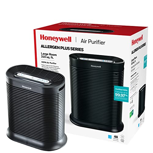 Honeywell HPA200 HEPA Air Purifier for Large Rooms – Microscopic Airborne Allergen+ Reducer, Cleans Up To 1500 Sq Ft in 1 Hour – Wildfire/Smoke, Pollen, Pet Dander, and Dust Air Purifier – Black