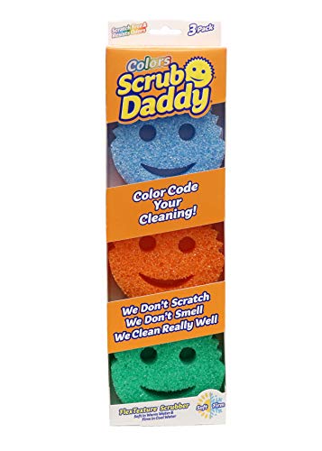 Scrub Daddy Color Sponge – Scratch-Free Multipurpose Dish Sponge Color Variety Pack – BPA Free & Made with Polymer Foam – Stain, Mold & Odor Resistant Kitchen Sponge (3 Count)