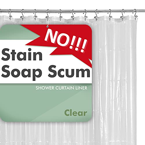 Barossa Design Plastic Shower Liner Clear – Premium PEVA Shower Curtain Liner with Rustproof Grommets and 3 Magnets, Waterproof Cute Lightweight Shower Curtains for Bathroom – Clear, 71X72