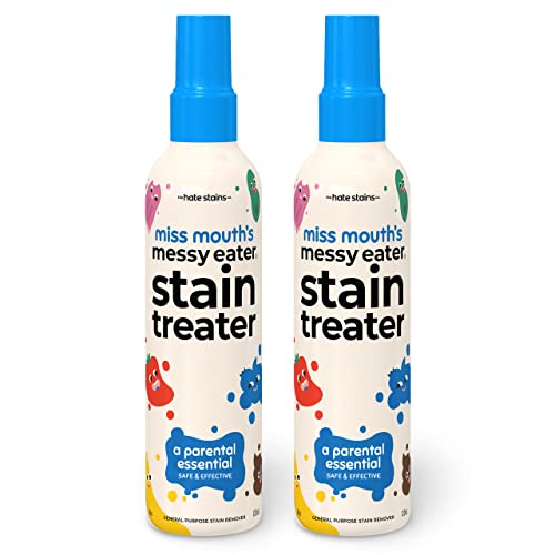 Miss Mouth’s HATE STAINS CO Stain Remover for Clothes – 4oz 2 Pack of Newborn & Baby Essentials Messy Eater Stain Treater Spray – No Dry Cleaning Food, Grease, Coffee Off Laundry, Underwear, Fabric
