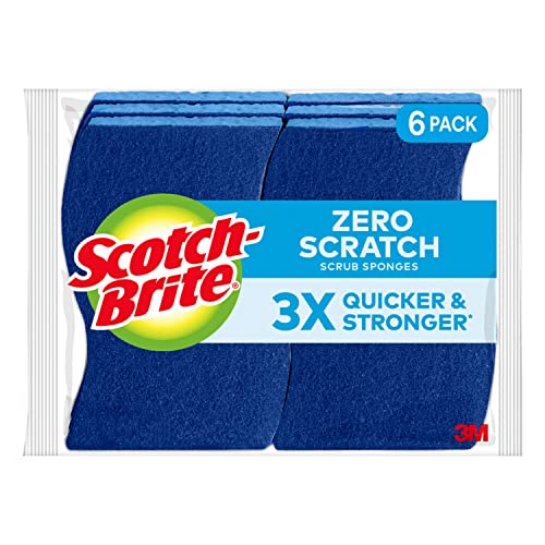 Scotch-Brite Non-Scratch Scrub Sponges, Sponges for Cleaning Kitchen, Bathroom, and Household, non-scratch Sponges Safe for Non-Stick Cookware, 6 Scrubbing Sponges