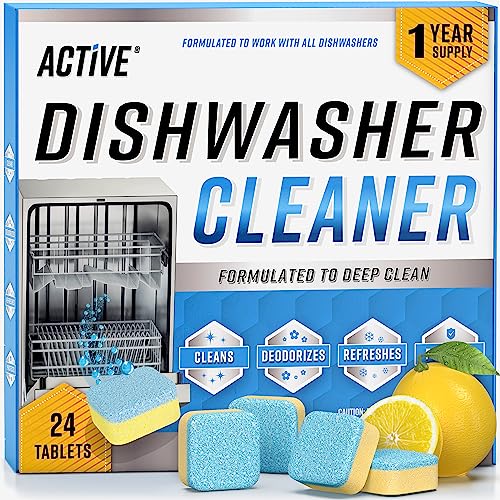 Dishwasher Cleaner And Deodorizer Tablets – 24 Pack Deep Cleaning Descaler Pods Formulated To Clean Dish Washer Machine, Heavy Duty And Septic Safe, Natural Remover For Limescale, Hard Water, Calcium, Odor, Smell – 12 Month Supply