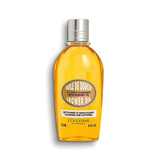 L’Occitane Cleansing & Softening Almond Shower Oil, 8.4 Fl Oz: Oil-to-Milky Lather, Softer Skin, Smooth Skin, Cleanse Without Drying, With Almond Oil