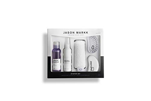 Jason Markk Starter Set – 2 oz Premium Shoe Cleaner – 2 oz Repel – Premium Microfiber Towel, Standard and Premium Brush – Bonus Quick Wipe Inside – Safe on All Materials Including Suede & Nubuck