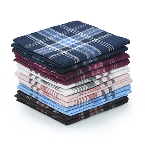 URAQT Men’s Handkerchiefs, 12 Pack Soft Gents Hankies Set, Mens Premium Handkerchiefs Assorted Pocket Square Hankies for Men and Women, Classic Hankie for Grooms, Weddings, Prom, Celebration, Party