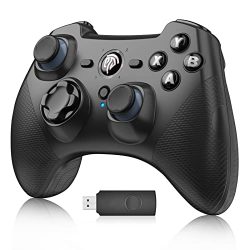EasySMX Wireless Game Joystick Controller, 2.4G Wireless Gamepad Joystick PC, Dual Vibration, 14 Hours of Playing for PC/Steam/PS3/TV BOX/Nintendo Switch (Black)