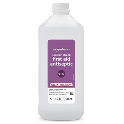 Amazon Basics 91% Isopropyl Alcohol First Aid Antiseptic, 32 Fl Oz (Pack of 1) (Previously Solimo)