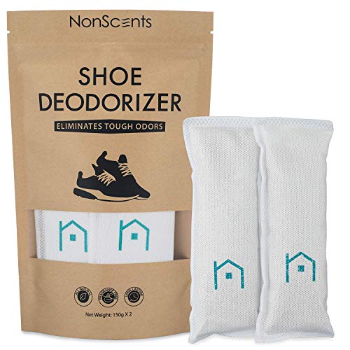 NonScents Shoe Deodorizer Bag – 1 Pack (2-Units) Odor Eliminator, Air Freshener, Smell Absorber, Scent Remover for Shoes, Gym Bags, Soccer Cleats, Closets, Pet Area, Reusable – Shoe Deodorant