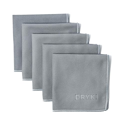 DRYKI Sweat Absorbing Handkerchiefs – The Original Sport Microfiber Hankies for Wicking Sweat from Hands, Face, Body (Glacier Grey, 5 Pack)