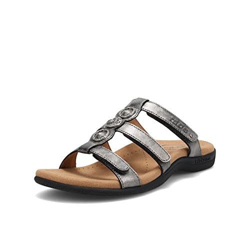 Taos Prize 4 Women’s Walking Sandal – Stylish and Adjustable Three Strap Open Back Slide On Walking Sandal with Premium Arch Support and Cushioning for All Day Comfort Pewter 9 M US