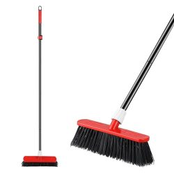 Mitclear Yard Broom Heavy Duty with Long Handle(57IN), Garden Brush with Stiff Bristles, Outdoor Sweeping Broom for Cleaning Gardens Yards Decking Pathways Driveways