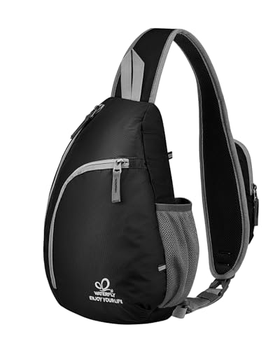WATERFLY Crossbody Sling Bag Small Water Resistant Backpack Lightweight Shoulder Chest Daypack for Men Women Hiking Travel