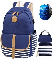 SCIONE Backpacks for Women Teen Girls,Large Capacity BookBag with USB Charger Port,Canvas Backpack-Back School Gift for Girls