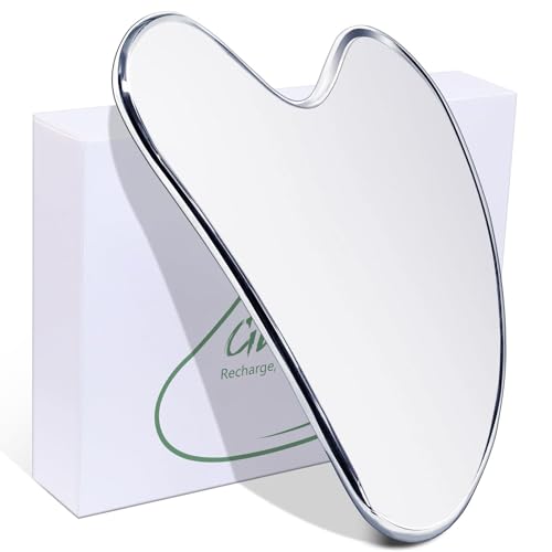 BAIMEI Stainless Steel Gua Sha Facial Tool Metal Guasha for Self Care, Skin Care Tool for Face and Body Treatment, Relieve Tensions and Reduce Puffiness, Gift for Men Women