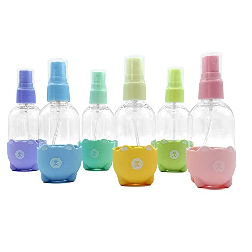 SINIDE Plastic Spray Bottles 60ML- 6 Pack 2oz Empty Portable Refillable Makeup Clear Sprayer Bottle with Fine Mist Sprayer for Perfume, Essential Oils, Liquids, Aromatherapy, Travel Size (60ML 6 Pack)