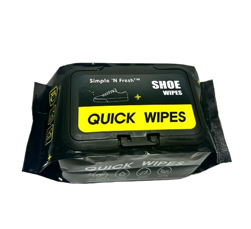 Simple ‘N Fresh Shoe Wipes – 1 Pack 30 Wipes – Quick Wipes, Sneaker Wipes Travel Disposable Removes Dirt, Stains