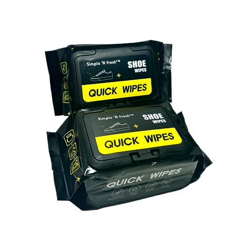 Simple ‘N Fresh Shoe Wipes – 2 Pack 60 Wipes – Quick Wipes, Sneaker Wipes Travel Disposable Removes Dirt, Stains