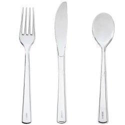 EI 360pcs Clear Plastic Silverware,Plastic Forks and Spoons,Plastic Silverware Heavy Duty,Clear Silverware Disposable include 120pcs Forks,120pcs Spoons and 120pcs Knives for Party,Picnic