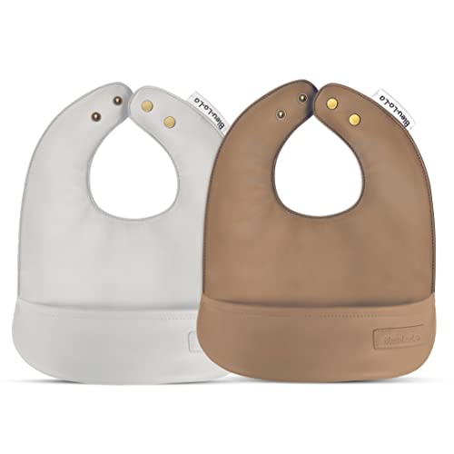 Bleu La La Silicone Free Vegan Leather Buttery Soft Bibs with Pocket for Infants and Babys