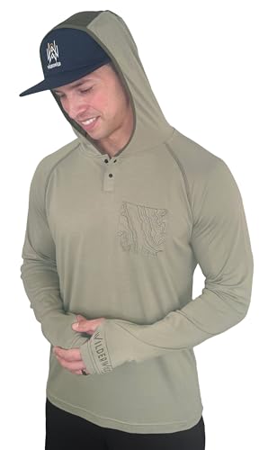 WilderWild Mens Lightweight Hoodie, MTB Jersey Mens | Bamboo Rayon Hoodie Long Sleeve Sun Shirts for Men | Mens Sun Hoodie Olive Green