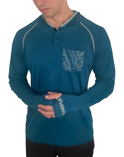 WilderWild Mens Lightweight Hoodie, MTB Jersey Mens | Bamboo Rayon Hoodie Long Sleeve Sun Shirts for Men | Mens Sun Hoodie Dark Blue
