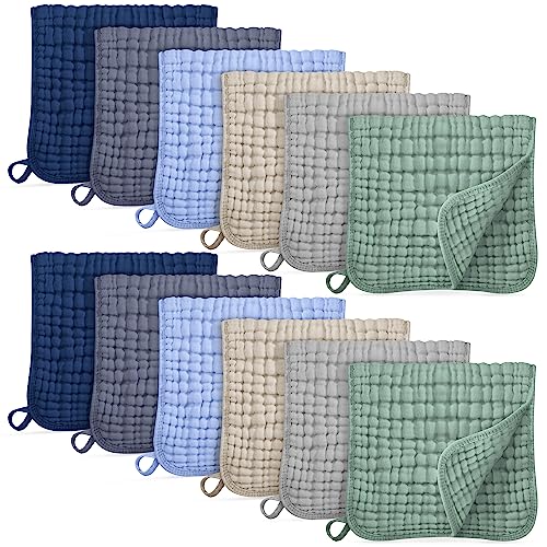 Unnivoll Muslin Burp Cloths for Baby 100% Cotton Burping Cloths for Boys Girls Large 20”X10” Extra Soft and Absorbent 12 Pack – Multicolor