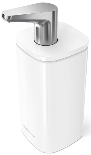 simplehuman 10 oz. Pulse Pump, Liquid Soap Dispenser, Drip Free Hand Soap Pump, White Stainless Steel