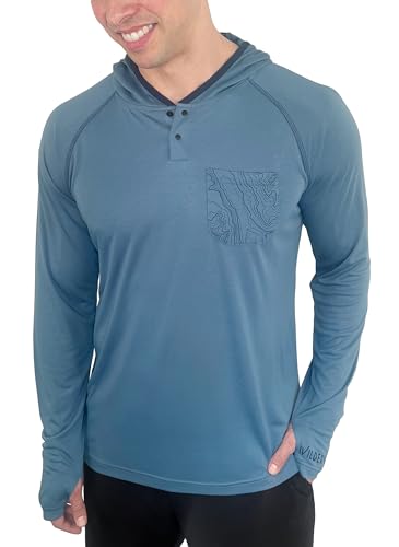 WilderWild Mens Lightweight Hoodie, MTB Jersey Mens | Bamboo Rayon Hoodie Long Sleeve Sun Shirts for Men | Mens Sun Hoodie