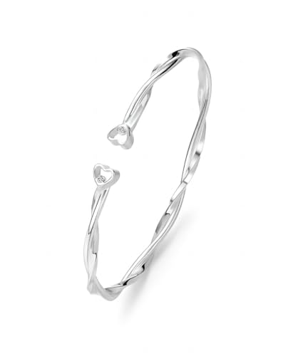 Ladies Bracelet Silver, Solid S925 Sterling Silver Adjustable Open Bracelet for Women, Trendy Silver Bracelet Jewelry Gift for She (Mobius)