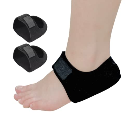 ERINSHOP Heel Cups Sleeves, Fabric Heels Cushion Pads, Heel Protectors for Pain Relief to Heal Dry Cracked Heels, Achilles Tendinitis, Support Plantar Fasciitis, for Men and Women 1 Pair(Large, Black)