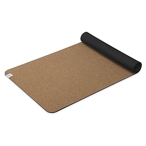 Gaiam Cork Yoga Exercise Mat | Natural Sustainable Cork Resists Sweat and Odors | Non-Slip TPE Backing Prevents Slipping| Great for Hot Yoga, Pilates, Fitness Working Out (68″ x 24″x 5mm Thick)