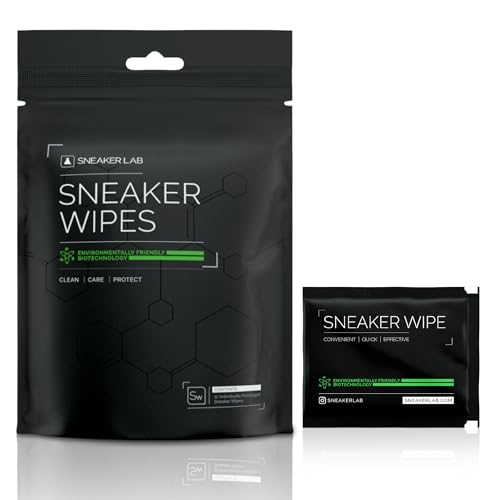 SNEAKER LAB Premium All Purpose Shoe Cleaner Wipes – Safe to Use On Suede, Leather, Canvas, Mesh & Various Knits – 12 Individual Wipes Per Pack
