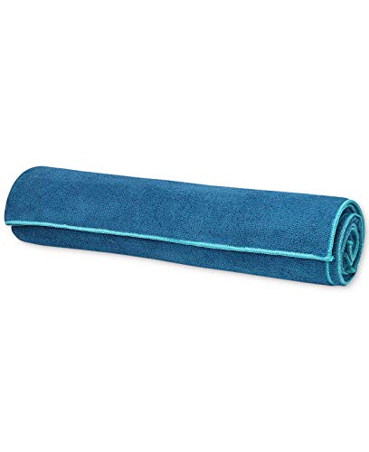 Gaiam Stay Put Yoga Towel Mat (Fits Over Standard Size – 68″L x 24″W), Lake