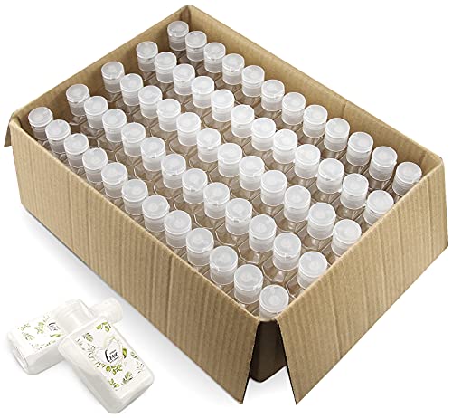 FOOCHY 60 Pack Clear Hand Sanitizer Bottles Empty Plastic Refillable Flip-Top Bottles for Hand Sanitizer Shampoo Lotion,etc – No BPA/Parabens, 60ml/2oz