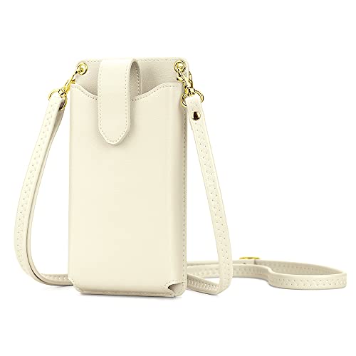 Peacocktion White Small Leather Purses for Women, Travel Crossbody Bags for Women with Card Slot, Wallet Card Holder
