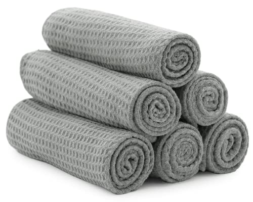 S&T INC. Microfiber Gym Towel, Yoga Towel for Home, Gym Bag and Workout Equipment, 16 Inches x 27 Inches, Honeycomb Grey, 6 Pack