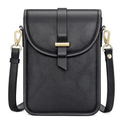 Peacocktion Black Small Crossbody Bags for Women, Cell Phone Purse Leather Wallet with Card Slots