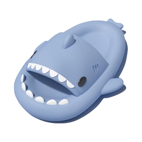rosyclo Shark Slides for Women and Men, Cute Shark Slippers Adult Youth Cloudy Summer Soft Lightweight Anti-Slip Thick Sole Beach House Cloud Cushioned Shower Slide Sandals Indoor Outdoor, Fog Blue