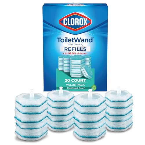 Clorox ToiletWand Disinfecting Refills, Disposable Wand Heads – Rainforest Rush – 20 Count (Package May Vary)