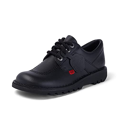 Kickers Women’s Lace-Up Leather Shoes, Black, 8.5