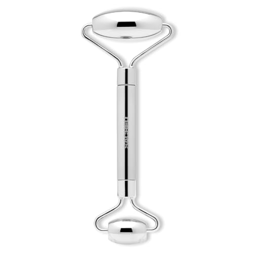 Sacheu Stainless Steel Face Roller Skin Care and Lymphatic Drainage — Cooling Metal Roller for Puffiness, Wrinkles, and Face Lifting, Dual-Sided Facial and Eye Massager with Travel Pouch