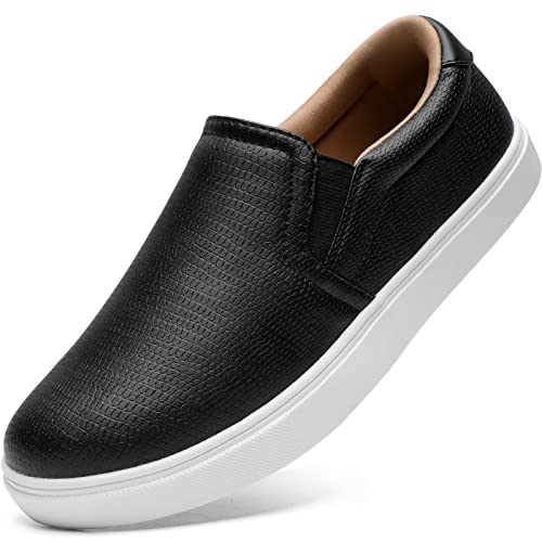 STQ Slip On Shoes for Women Comfort Fall Loafers with Memory Foam Business Casual Sneakers Black White Size 8