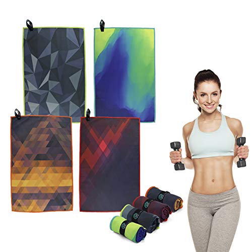 Acteon Quick Dry Microfiber Gym Towel, 4 Pack Odor-Free, Super Absorbent Workout Towels, Body Sweat