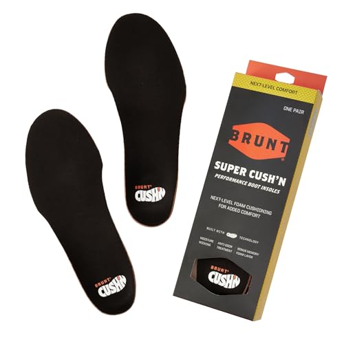 BRUNT Super CUSH N Insoles – Premium Comfort Work Boot Insoles – Next-Level Foam Cushioning with Impact-Absorbing Technology – Moisture Wicking – Anti-Odor Treatment