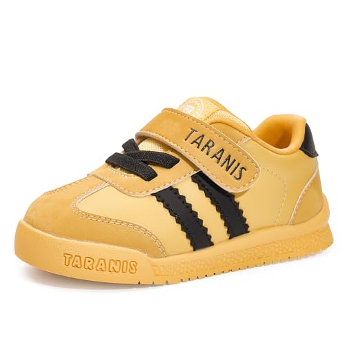 TARANIS Baby/Toddler/Little Kids Leather Skate Shoes Boys Girls Sneaker Walking Shoes with Non-Slip Sole A Yellow 24